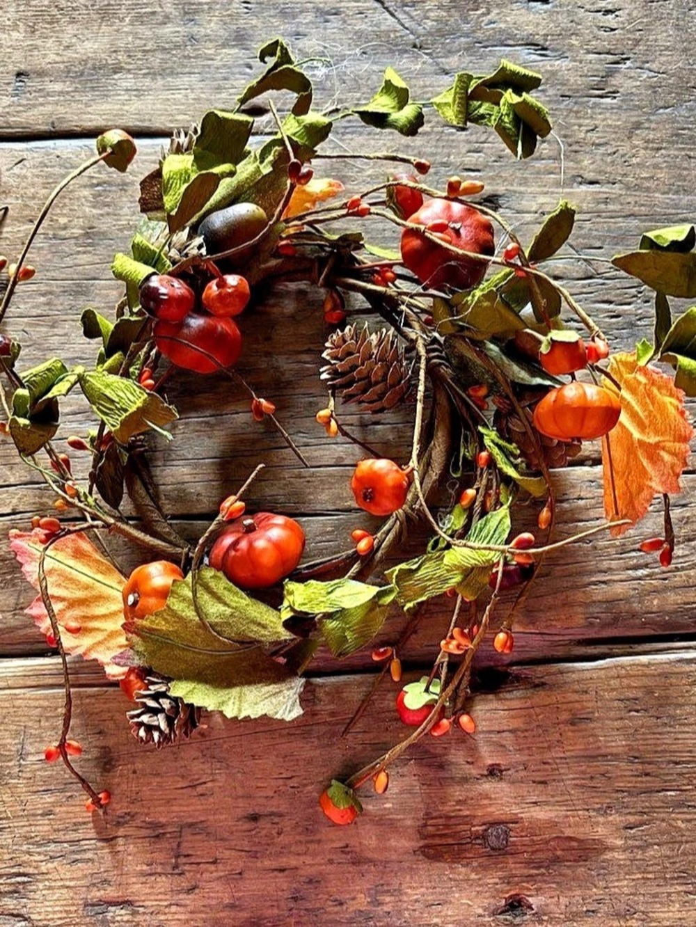 Harvest Pumpkin & Berry Wreath in Orange & Green